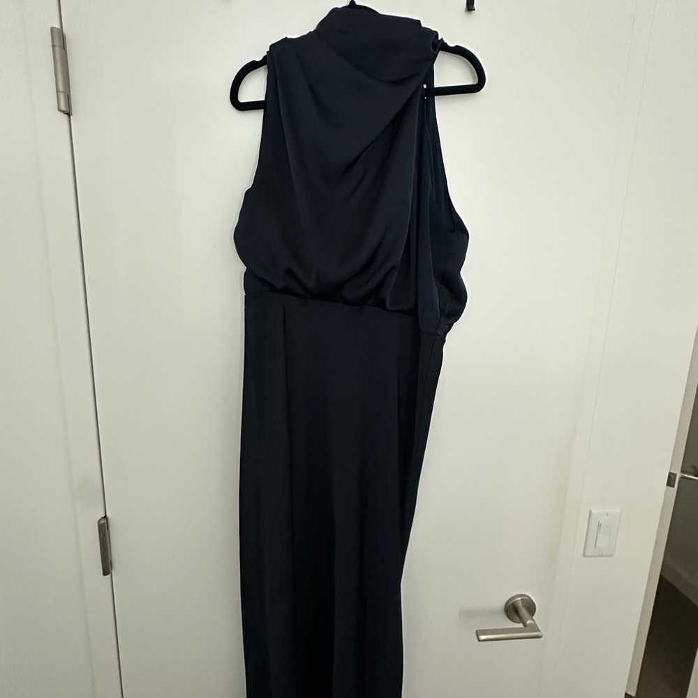 Petal & Pup ANABELLE HALTER NECK MIDI DRESS - NAVY